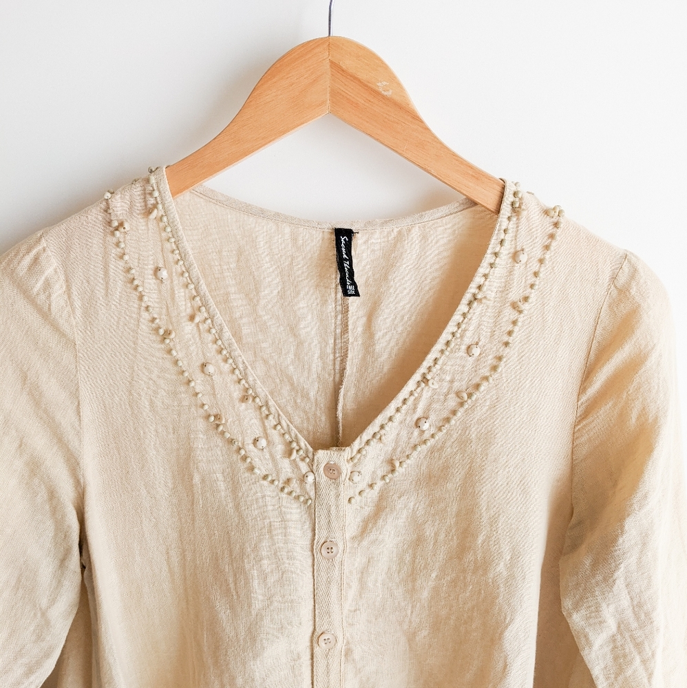 Sacred Threads Linen Cotton Blend Tunic Blouse - Picture 7 of 16